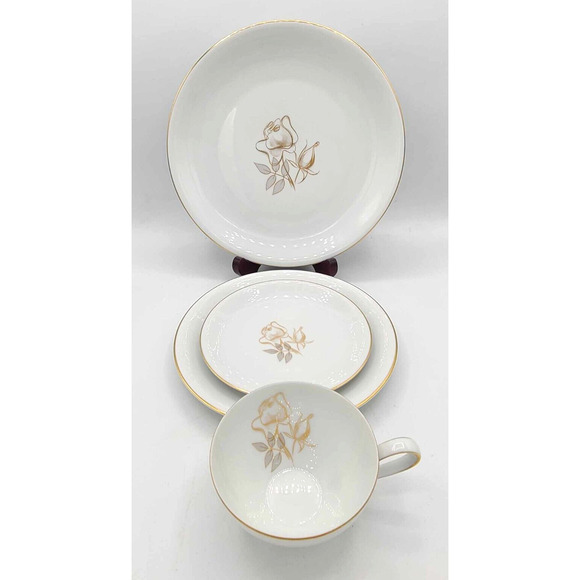 KPM Krister China Germany Gold Rose Design. 4-Piece Set. Choice of quantity. - Picture 14 of 16